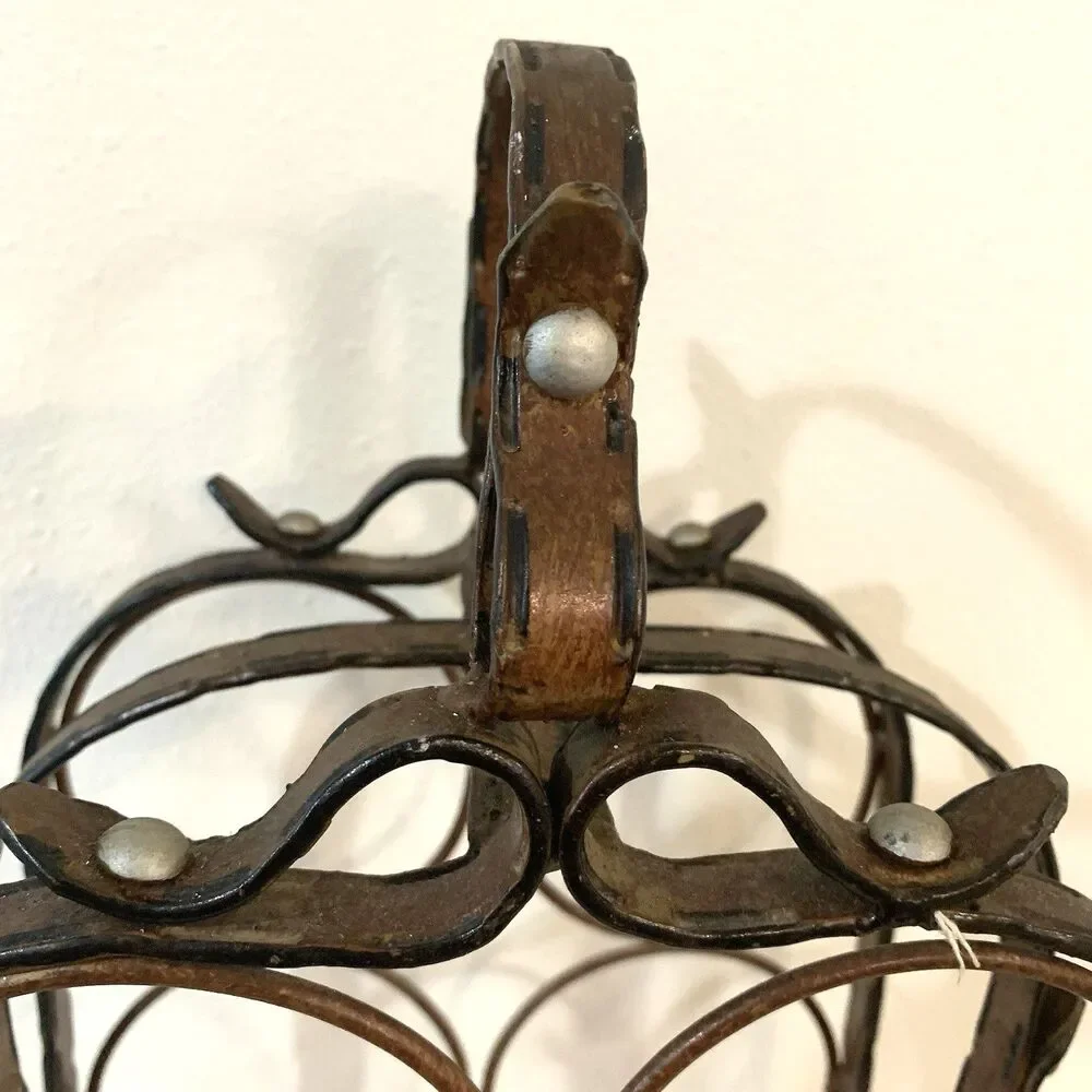 Mid-Century Modern Wine Rack French Wrought Iron 6 Bottle Capacity 1950s-1970s